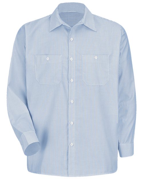 Red Kap Men's Tall Industrial Stripe Work Shirt - SL10T - EMBROIDERED