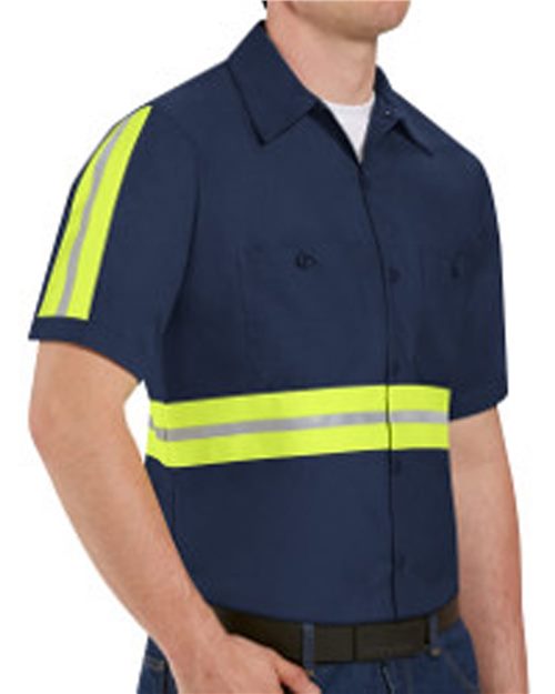 Red Kap Men's Enhanced Visibility Industrial Work Shirt - SP24E - EMBROIDERED