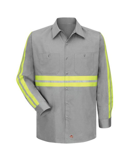 Red Kap Men's Tall Enhanced Visibility Long Sleeve Cotton Work Shirt - SC30ET - EMBROIDERED