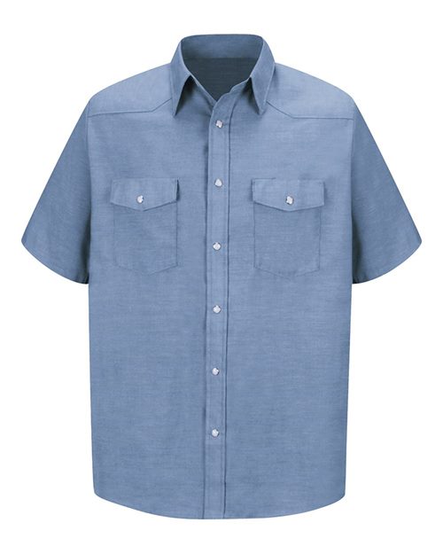 Red Kap Men's Tall Deluxe Western Style Short Sleeve Shirt - SC24T - EMBROIDERED