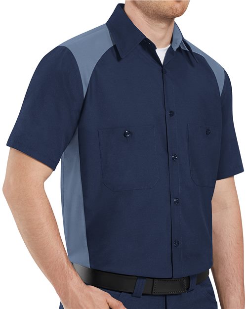Red Kap Men's Tall Short Sleeve Motorsports Shirt - SP28T - EMBROIDERED