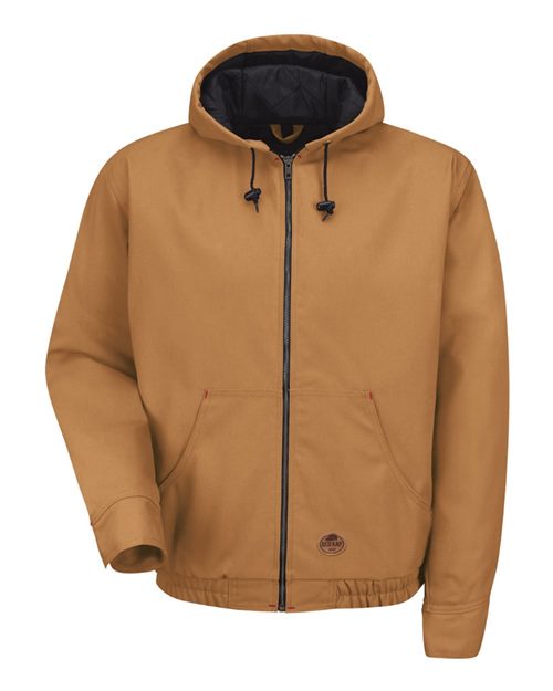 Red Kap Men's Blended Duck Zip-Front Hooded Jacket - JD20 - EMBROIDERED