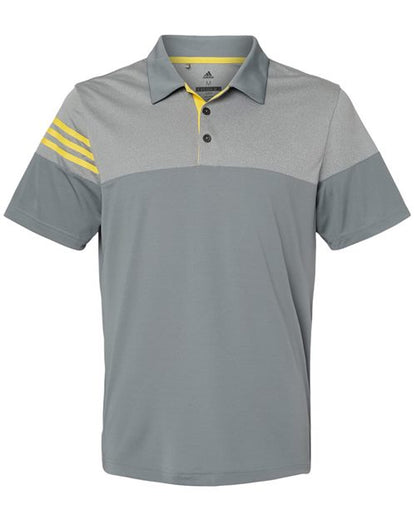 Adidas. Men's Heathered 3-Stripes Colorblocked Polo. A213