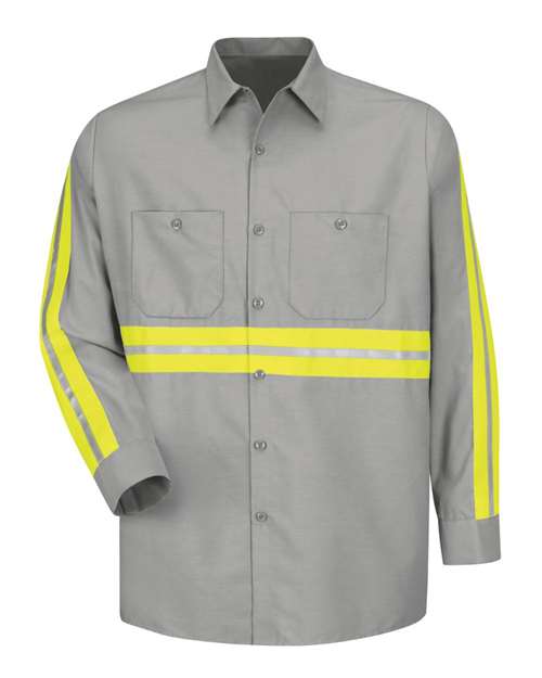 Red Kap Men's Industrial Enhanced-Visibility Long Sleeve Work Shirt - SP14E - EMBROIDERED