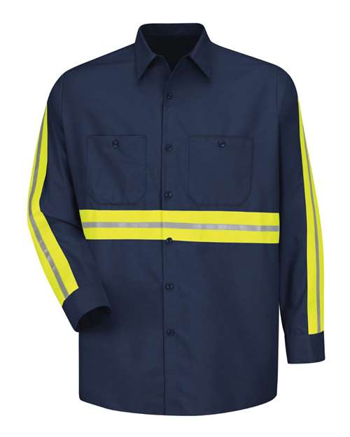 Red Kap Men's Industrial Enhanced-Visibility Long Sleeve Work Shirt - SP14E - EMBROIDERED