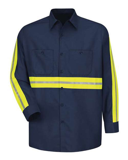 Red Kap Men's Industrial Enhanced-Visibility Long Sleeve Work Shirt - SP14E - EMBROIDERED