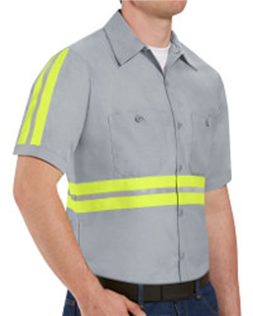 Red Kap Men's Tall Enhanced Visibility Industrial Work Shirt - SP24ET - EMBROIDERED