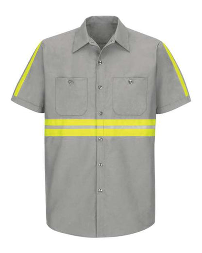 Red Kap Men's Enhanced Visibility Industrial Work Shirt - SP24E - EMBROIDERED