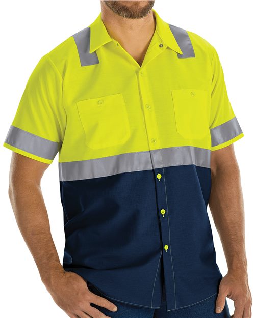 Red Kap Men's Tall Enhanced & Hi-Visibility Work Shirt - SY24T - EMBROIDERED