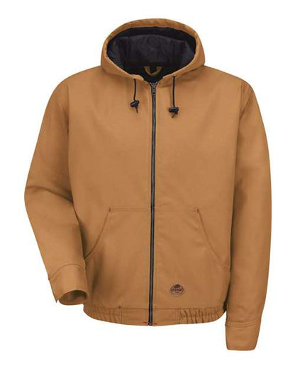 Red Kap Men's Blended Duck Zip-Front Hooded Jacket - JD20 - EMBROIDERED