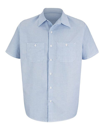 Red Kap Men's Tall Industrial Stripe Work Shirt - SL20T - EMBROIDERED