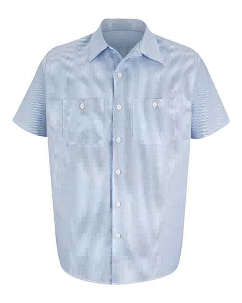 Red Kap Men's Tall Industrial Stripe Work Shirt - SL20T - EMBROIDERED