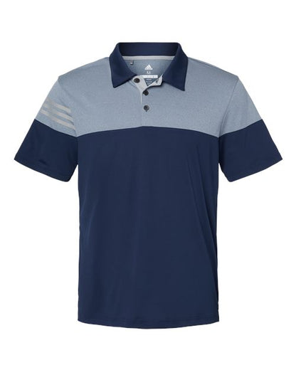 Adidas. Men's Heathered 3-Stripes Colorblocked Polo. A213
