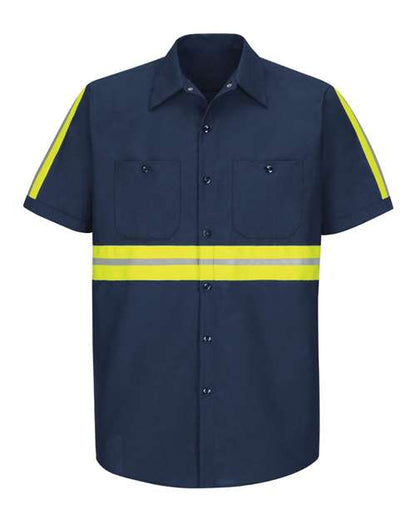 Red Kap Men's Tall Enhanced Visibility Industrial Work Shirt - SP24ET - EMBROIDERED