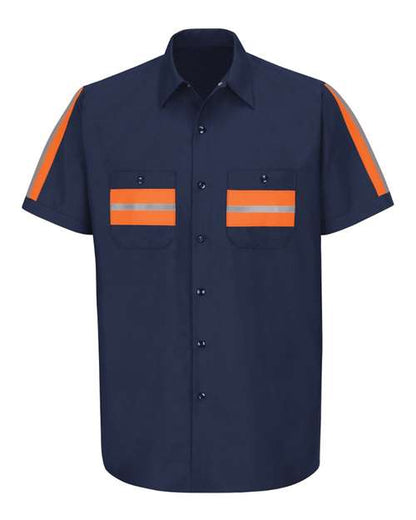 Red Kap Men's Enhanced Visibility Industrial Work Shirt - SP24E - EMBROIDERED
