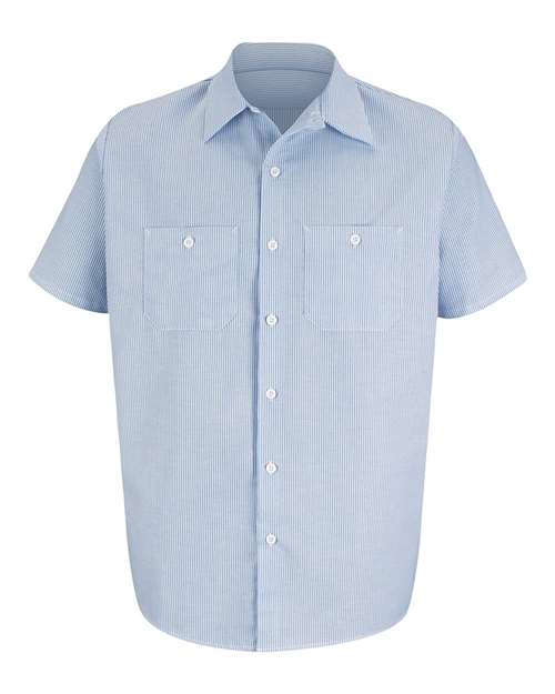 Red Kap Men's Industrial Stripe Work Shirt - SL20 - EMBROIDERED