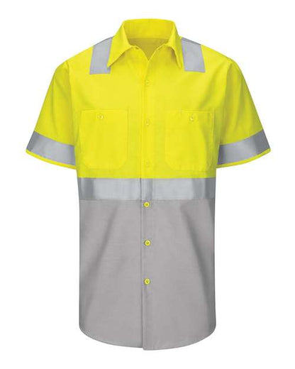 Red Kap Men's Enhanced & Hi-Visibility Work Shirt - SY24 - EMBROIDERED