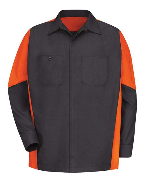 Red Kap Men's Long Sleeve Automotive Crew Shirt - SY10 - EMBROIDERED