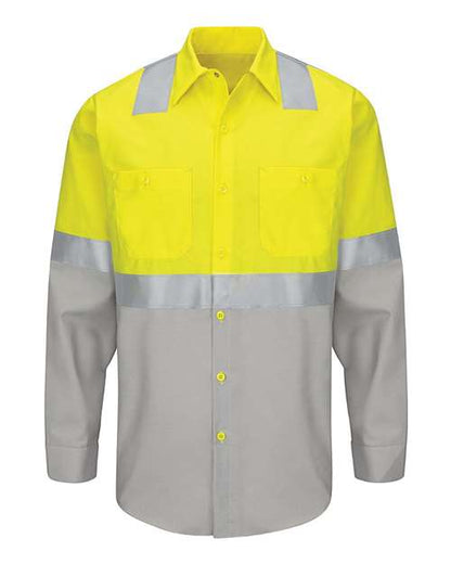 Red Kap Men's Enhanced & Hi-Visibility Long Sleeve Work Shirt - SY14 - EMBROIDERED