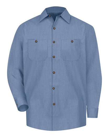 Red Kap Men's Industrial Long Sleeve Work Shirt - SP14 - EMBROIDERED