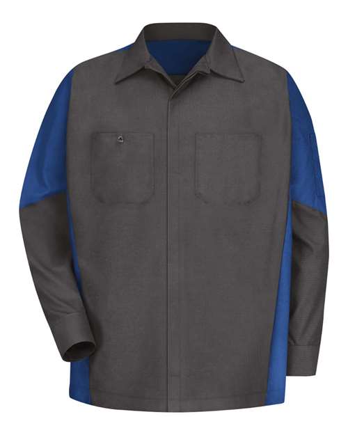 Red Kap Men's Tall Long Sleeve Automotive Crew Shirt - SY10T - EMBROIDERED