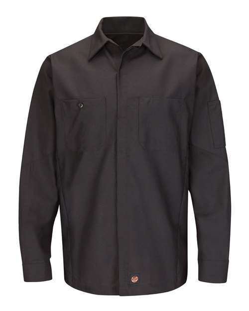 Red Kap Men's Long Sleeve Automotive Crew Shirt - SY10 - EMBROIDERED