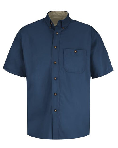 Red Kap Men's Short Sleeve 100% Cotton Dress Shirt - SC64 - EMBROIDERED