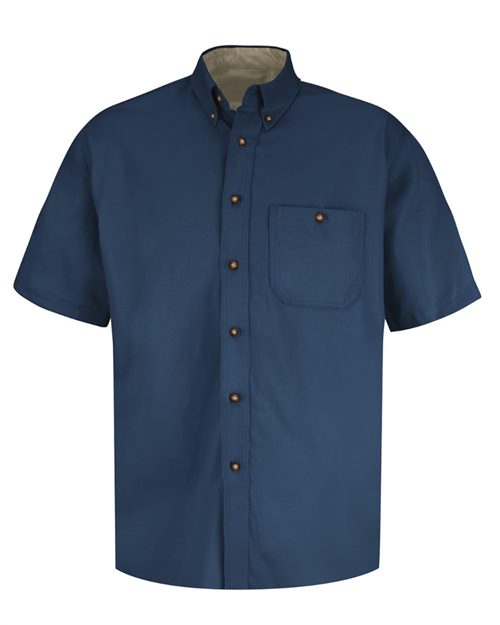 Red Kap Men's Short Sleeve 100% Cotton Dress Shirt - SC64 - EMBROIDERED
