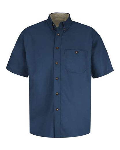 Red Kap Men's Short Sleeve 100% Cotton Dress Shirt - SC64 - EMBROIDERED