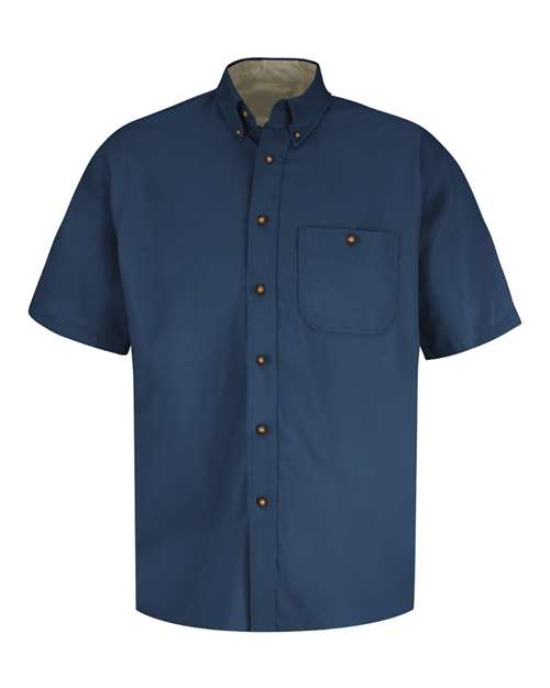Red Kap Men's Short Sleeve 100% Cotton Dress Shirt - SC64 - EMBROIDERED