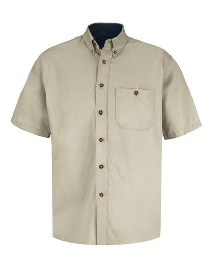 Red Kap Men's Short Sleeve 100% Cotton Dress Shirt - SC64 - EMBROIDERED