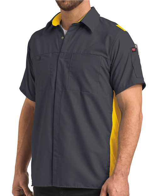 Red Kap Men's Tall Performance Plus Short Sleeve Shirt with Oilblok Technology - SY42T - EMBROIDERED