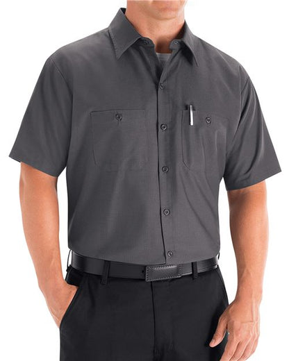 Red Kap Men's Tall Mimix™ Short Sleeve Work Shirt - SX20T - EMBROIDERED