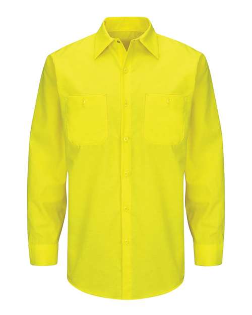 Red Kap Men's Enhanced & Hi-Visibility Long Sleeve Work Shirt - SY14 - EMBROIDERED