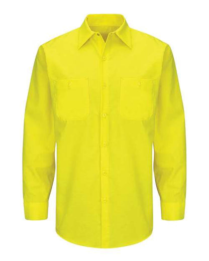 Red Kap Men's Enhanced & Hi-Visibility Long Sleeve Work Shirt - SY14 - EMBROIDERED