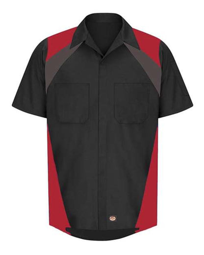 Red Kap Men's Tri-Color Short Sleeve Shop Shirt - SY28 - EMBROIDERED