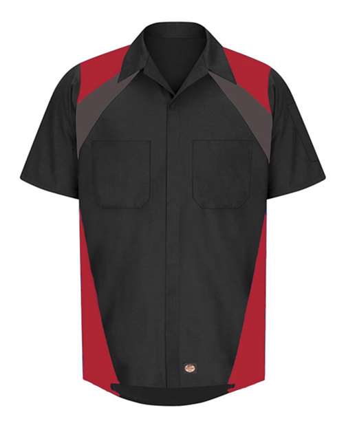 Red Kap Men's Tri-Color Short Sleeve Shop Shirt - SY28 - EMBROIDERED