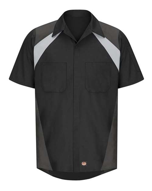 Red Kap Men's Tri-Color Short Sleeve Shop Shirt - SY28 - EMBROIDERED