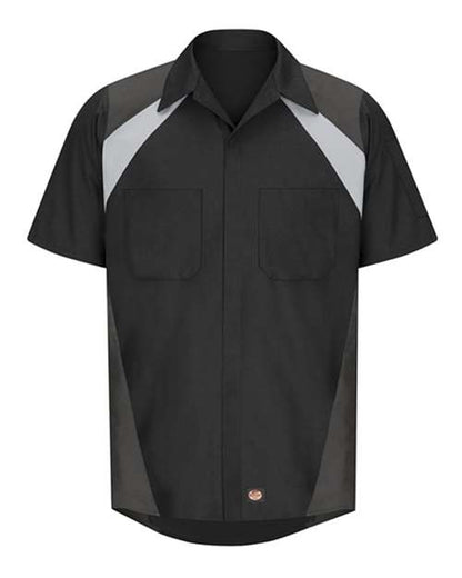 Red Kap Men's Tri-Color Short Sleeve Shop Shirt - SY28 - EMBROIDERED