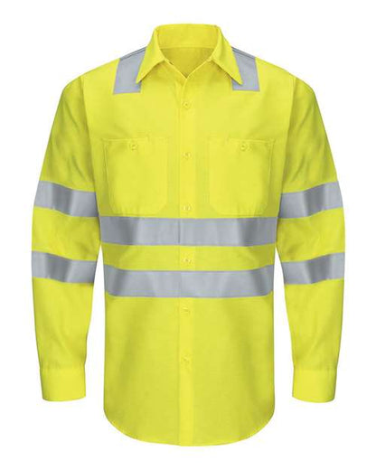 Red Kap Men's Enhanced & Hi-Visibility Long Sleeve Work Shirt - SY14 - EMBROIDERED