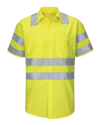 Red Kap Men's Enhanced & Hi-Visibility Work Shirt - SY24 - EMBROIDERED