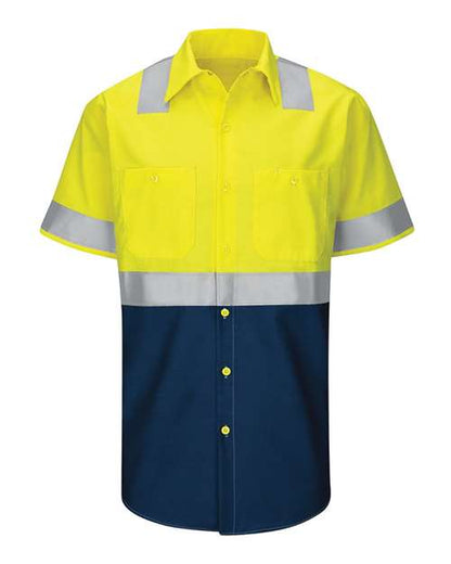 Red Kap Men's Tall Enhanced & Hi-Visibility Work Shirt - SY24T - EMBROIDERED