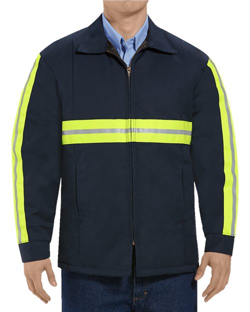 Red Kap Men's Enhanced Visibility Perma-Lined Panel Jacket - JT50EN - EMBROIDERED