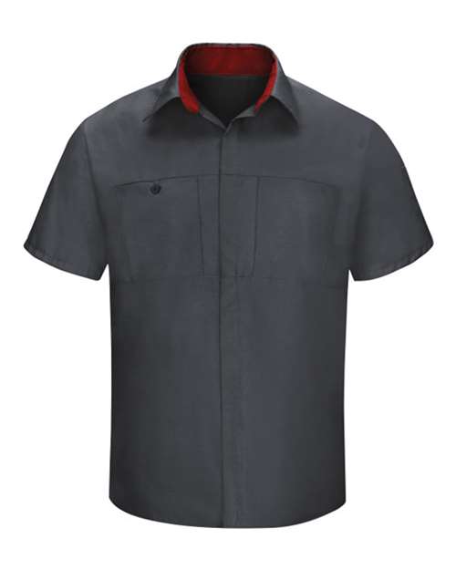 Red Kap Men's Tall Performance Plus Short Sleeve Shirt with Oilblok Technology - SY42T - EMBROIDERED