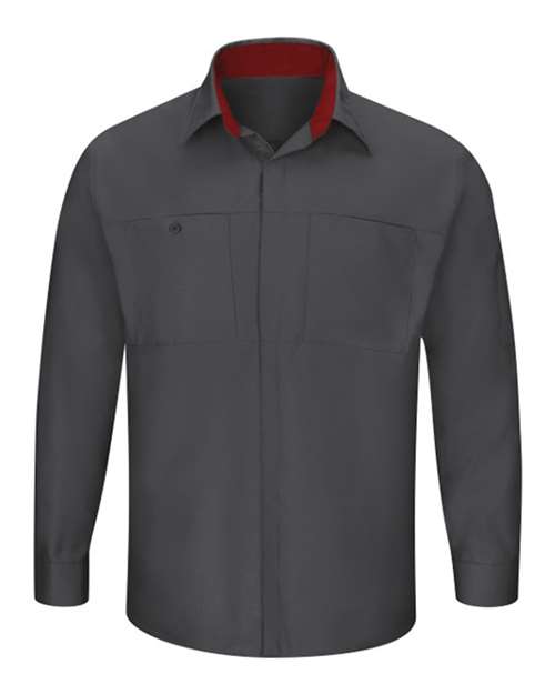 Red Kap Men's Tall Performance Plus Long Sleeve Shirt with OilBlok Technology - SY32T - EMBROIDERED