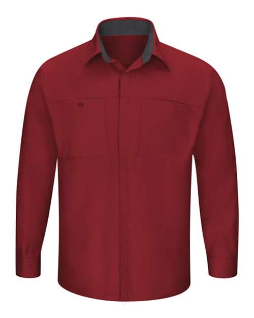 Red Kap Men's Tall Performance Plus Long Sleeve Shirt with OilBlok Technology - SY32T - EMBROIDERED