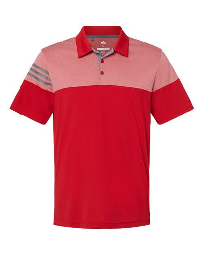 Adidas. Men's Heathered 3-Stripes Colorblocked Polo. A213