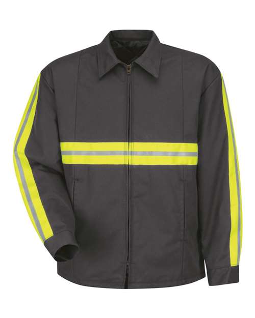 Red Kap Men's Enhanced Visibility Perma-Lined Panel Jacket - JT50EN - EMBROIDERED