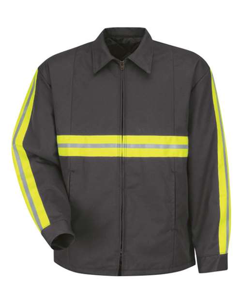 Red Kap Men's Tall Enhanced Visibility Perma-Lined Panel Jacket - JT50ENT - EMBROIDERED