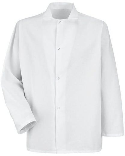 Red Kap Men's Gripper-Front Short Butcher Coat - 0416 - EMBROIDERED